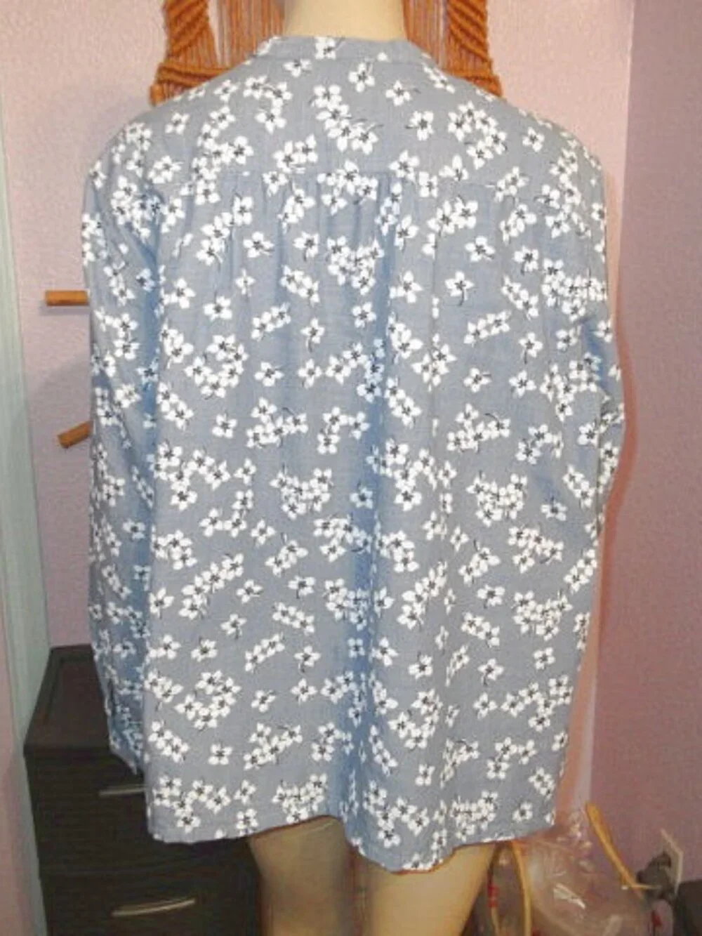 Draper James Floral Blouse Top Size L Tunic Cottagecore Southern Belle Prep NEW